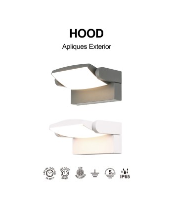 HOOD * APLIQUE LED 12W 3000K GRIS OSCURO